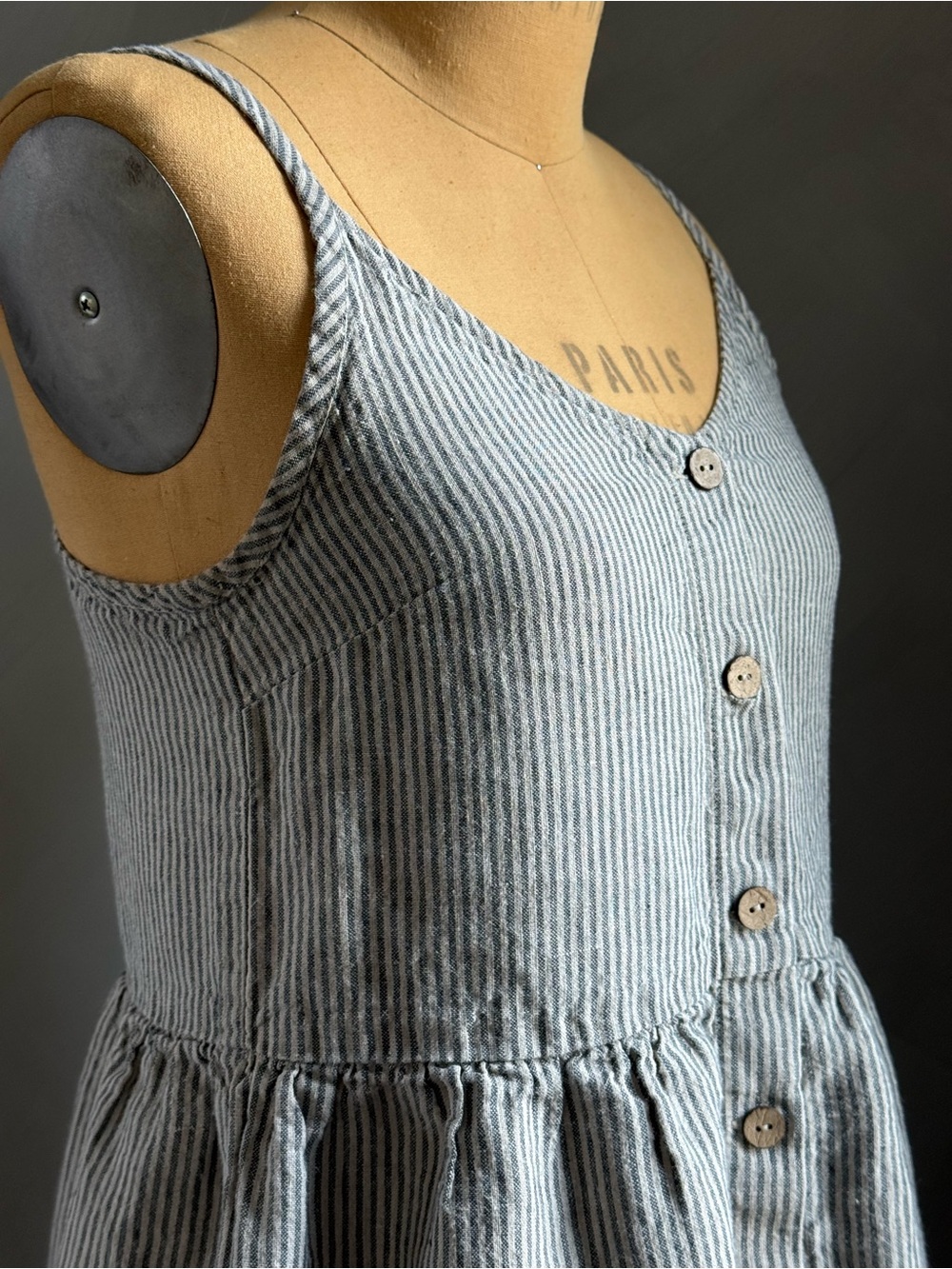 notPERFECTLINEN SARAH Dress Size S in Natural/Gray Stripes - Picture 3 of 11